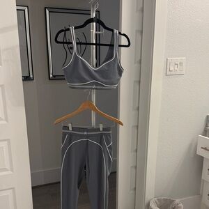 ALO Yoga Gray Sports Bra and Leggings Set